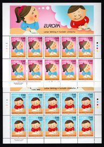 2008 Ireland 55c & 82c Europa (Letter Writing) Commemorative Stamps Sheetlet Plate 1A1A1A1A Mint Never Hinged (MNH)