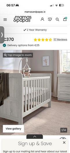 Mamas and papas nimbus white cot