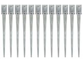 Ground Spikes 12 pcs Silver 9x9x90 cm Galvanised Steel