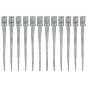 Ground Spikes 12 pcs Silver 9x9x90 cm Galvanised Steel