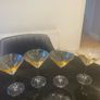 Set of four amber and plain glass martini or cocktail glasses Image 2