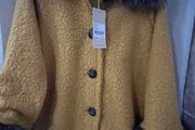 New Mustard Pala Doro  Fur Trim Coat