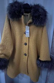 New Mustard Pala Doro  Fur Trim Coat