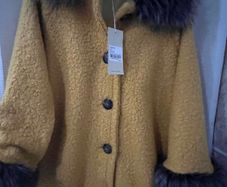 New Mustard Pala Doro  Fur Trim Coat