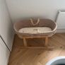 Little Green Sheep Organic Knitted Moses Basket & Mattress - Truffle Image 2