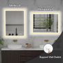 LED Bathroom Mirror with Aluminum Frame, 500x700mm Illuminated Bathroom Mirror with Touch/Demister/ 3-Color Dimmable, Bathroom Wall-Mounted, Horizontal/Vertical, Gold Image 7