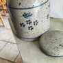 Rare Early Nicholas Mosse Irish Stoneware BLUE BIRD MOTIF Storage 8 1/4 inchs Tall Canister & Lid The lid have a cracke and been fixed Image 10