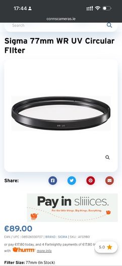 High quality filter thread sigma Sigma 77mm 82mm 92mm WR UV Circular FIlter