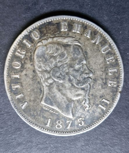 1875 M-BN Italy 5 Lire - Victor Emmanuel II Silver coin