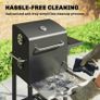 Portable Charcoal Grill with Stainless Steel Grates Side Shelf Thermometer Ash Pan and Wheels Black Image 8