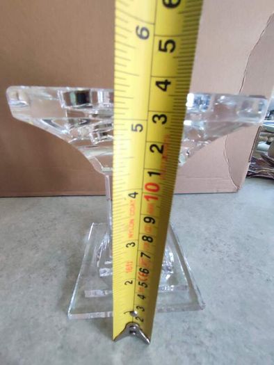 Tipperary Clear crystal Pillar Candle Stand , Signed , Square Candle Stand, Mint Condition. Take 3 different candle size.