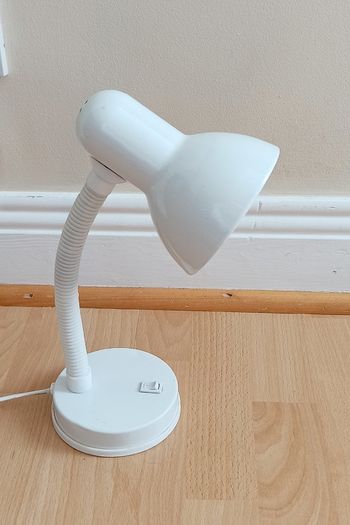 White table lamp with LED bulb
