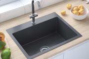 Handmade Kitchen Sink with Faucet Hole Black Stainless Steel