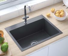 Handmade Kitchen Sink with Faucet Hole Black Stainless Steel