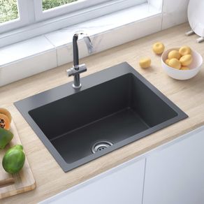 Handmade Kitchen Sink with Faucet Hole Black Stainless Steel