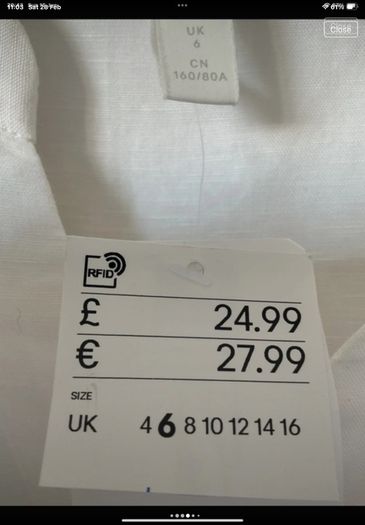 dress bnwt H&M white linen dress oversized uk 6 fit 8/10 shirt dress