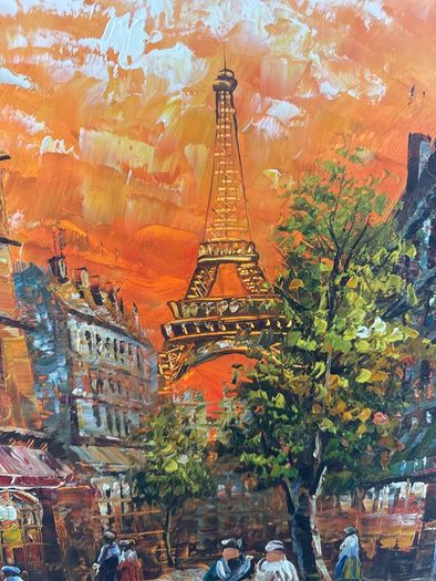 Parisian style oil canvas professionally framed