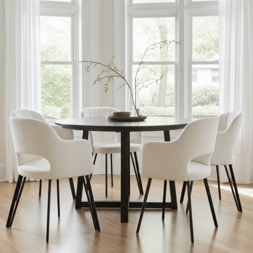 Luna Modern Boucle Armchair with Cut Out Backrest Design