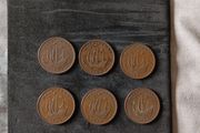 6 x English half pennies 1939 to 1944 inc