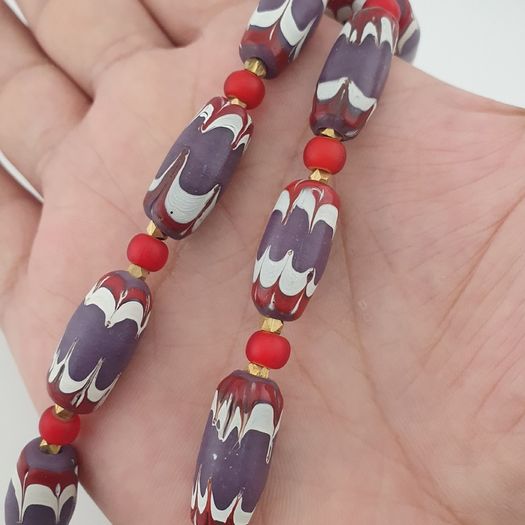Antique Venetian Style Trade & Venetian whiteHeart Glass Beads Necklace