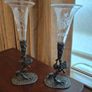 Vintage Glass Flutes with Ornate Metal Base Image 2