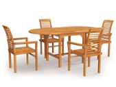 5 Piece Garden Dining Set Solid Teak Wood