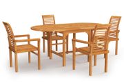 5 Piece Garden Dining Set Solid Teak Wood
