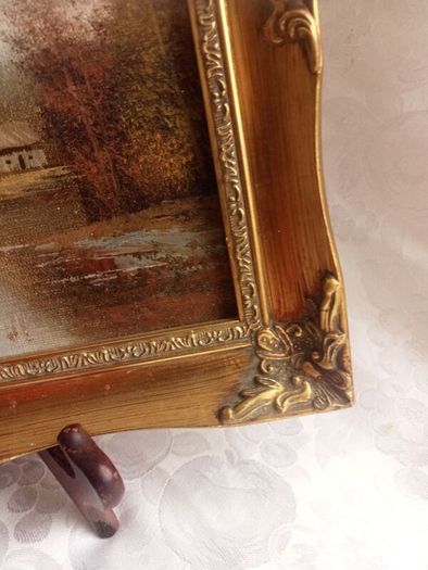 PRICE DROP Oil on canvas, Autumn scene in gilted frame 12" X  10"