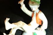"Fear of frog" rare antique Herend figurine