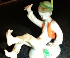 "Fear of frog" rare antique Herend figurine