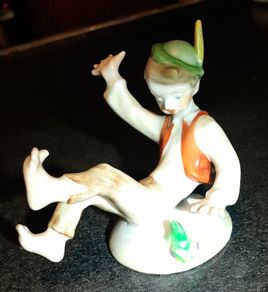 "Fear of frog" rare antique Herend figurine