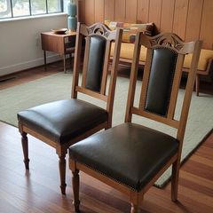 antique oak chairs x2