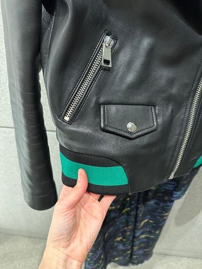 Maje black leather biker jacket - size S