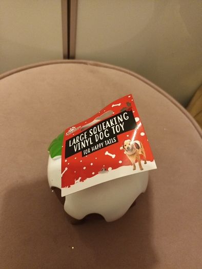 Chrismas pudding squeaky dog toy