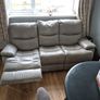 Grey 3 Seater Leather Recliner Sofa Image 2