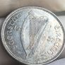 1937 Irish Shilling Silver 75% AU  rare in this condition Image 4