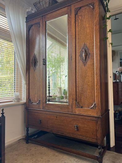 Antique Oak wardrobe with mirror