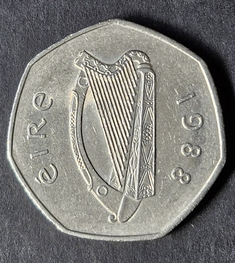Ireland 1988  50p Pence coin.