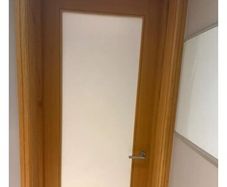 Solid oak door with frosted glass