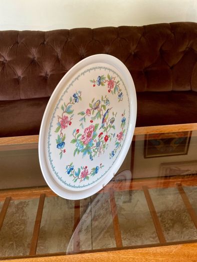 Vintage Aynsley Pembroke Melamine Serving Tray Birds & Floral Pattern English Cottage Decor