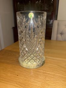 Waterford Crystal Rare Ah Cara Failte Candle Hurricane on Connemara Marble Base
