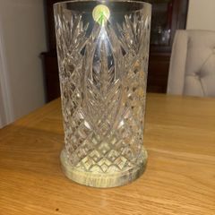 Waterford Crystal Rare Ah Cara Failte Candle Hurricane on Connemara Marble Base