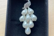 Peacock Faux Pearl Brooch