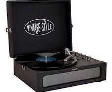 Aiwa VPX-1971/BK Vintage Turntable in Synthetic Leather Briefcase with Bluetooth 2-Way MP3 Player and USB Recorder Black