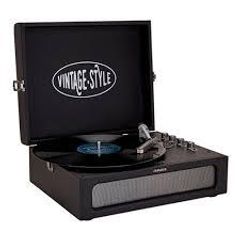 Aiwa VPX-1971/BK Vintage Turntable in Synthetic Leather Briefcase with Bluetooth 2-Way MP3 Player and USB Recorder Black