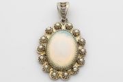 Vintage Ornate Sterling Silver Opalite Pendant