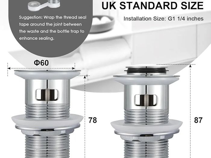 Basin Mixer Taps with Pop Up Waste Slotted Bathroom Sink Tap Mixers Washroom Cloakroom Taps Single Lever Chrome Stainless Steel with G1/2 Hoses Round 1 Hole