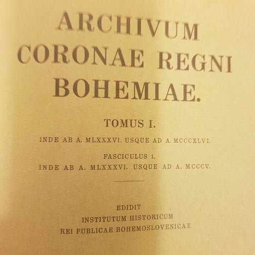 Archivum Coronae Regni  Bohemiae.tomus RARE 1935 EDITION.