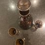 Amethyst Silver Decorated Decanter VINTAGE    With Three Matching Glasses Image 5