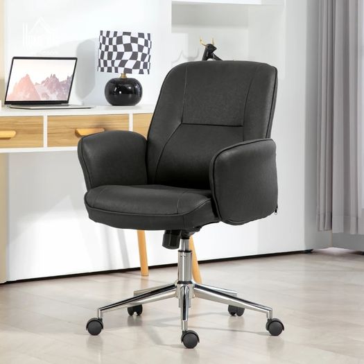 Office chair, height-adjustable, breathable cover, tilt function, up to 120 kg, Black